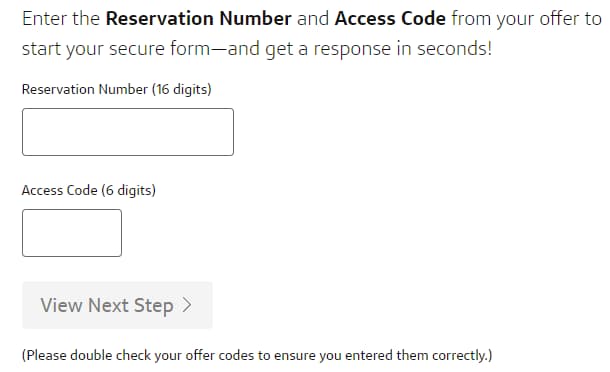 www GetMyOffer CapitalOne com Enter Reservation Number and Access Code